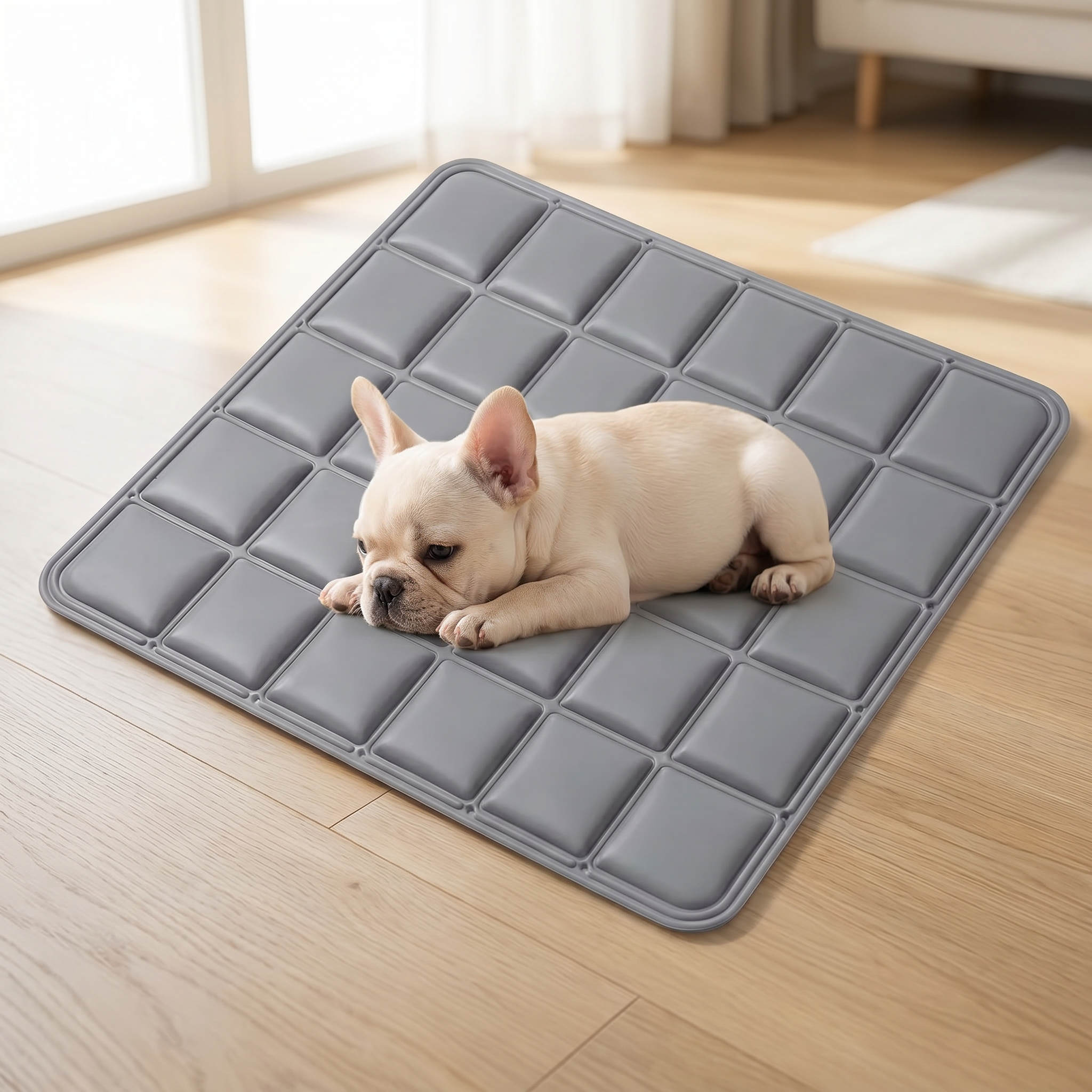 Dog Cooling Mat, Quilted Grid Gel Pad, Heat Relief for Dogs and Cats