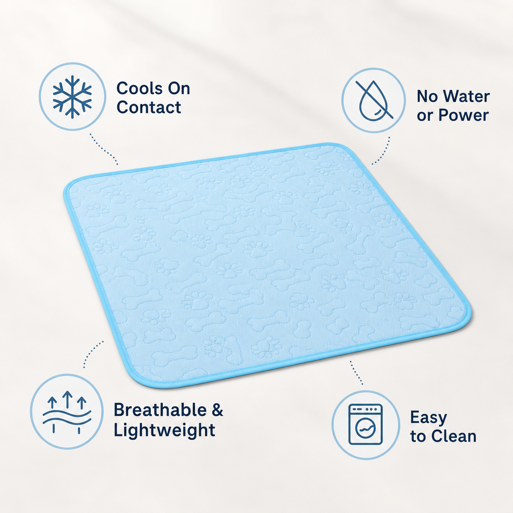 Dog Cooling Mat, Foldable Ice Silk Travel Pad, Non-Slip Washable