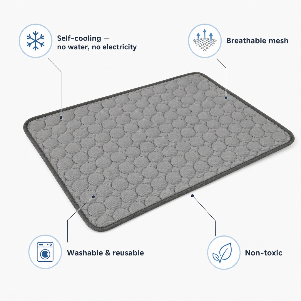 Dog Cooling Mat, Breathable Mesh Airflow, Lightweight Ice Silk Pet Pad