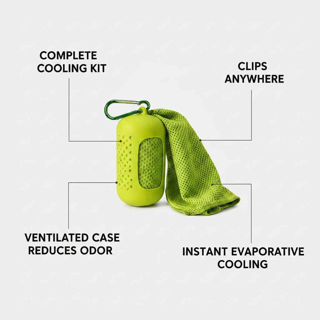 Cooling Towel Kit, Microfiber Chill Towel with Silicone Case and Clip benefits