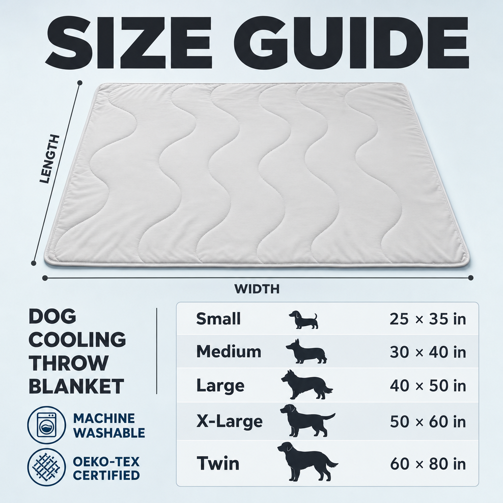 Dog Cooling Blanket, Double-Sided Cool-Touch Pet Throw, Washable Self-Cooling Summer Blanket