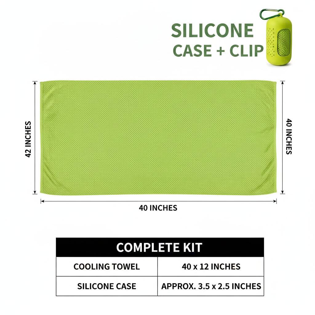 Cooling Towel Kit, Microfiber Chill Towel with Silicone Case and Clip