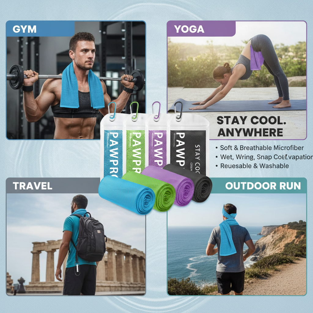 Cooling Towel 3-Pack, Microfiber Chill Towels for Gym Yoga Travel