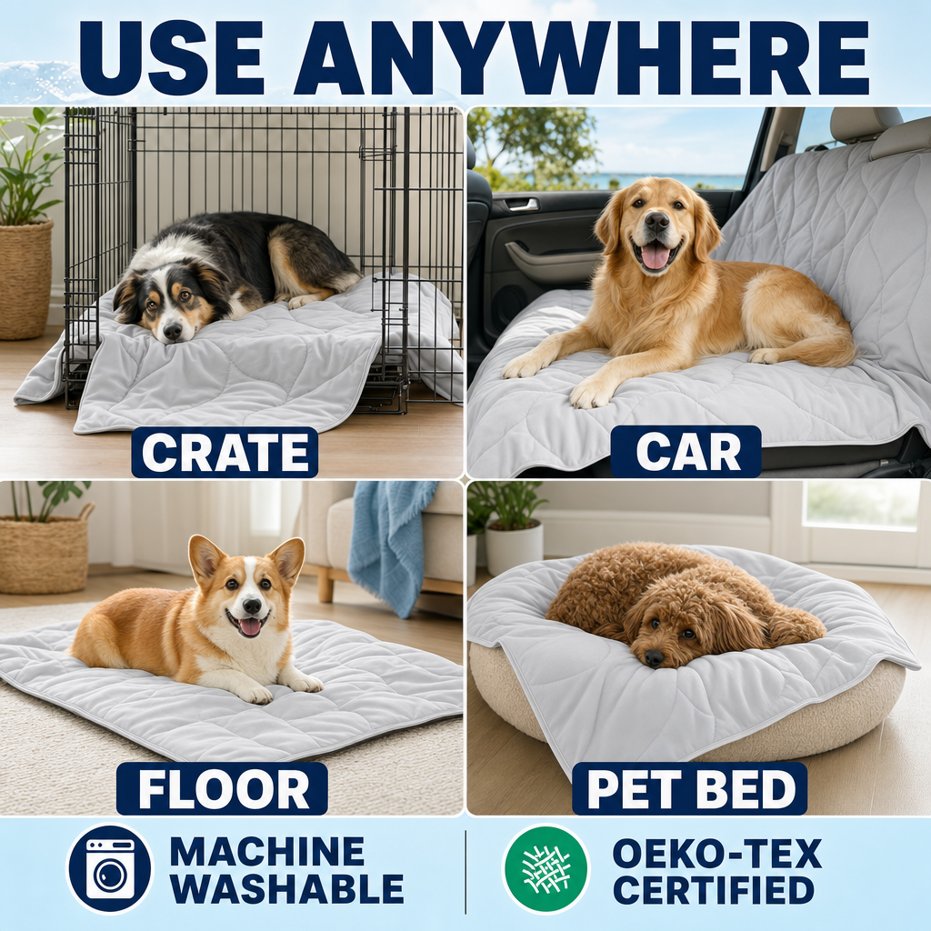 Dog Cooling Blanket, Double-Sided Cool-Touch Pet Throw, Washable Self-Cooling Summer Blanket