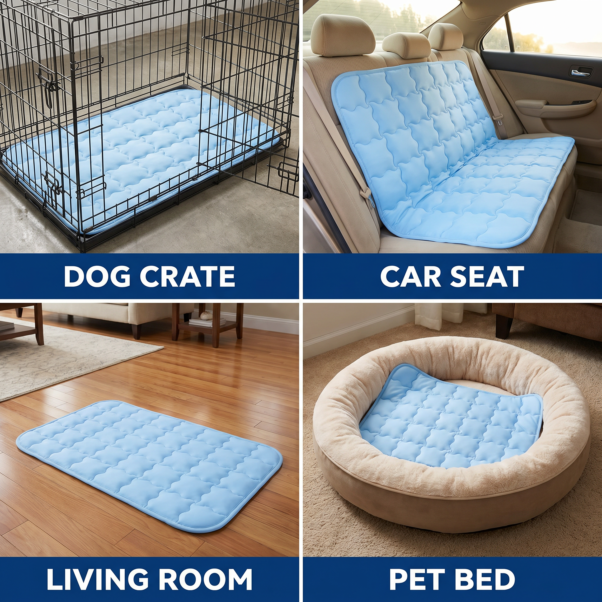 Dog Cooling Mat, Crate and Kennel Pad, Washable Breathable Self-Cooling