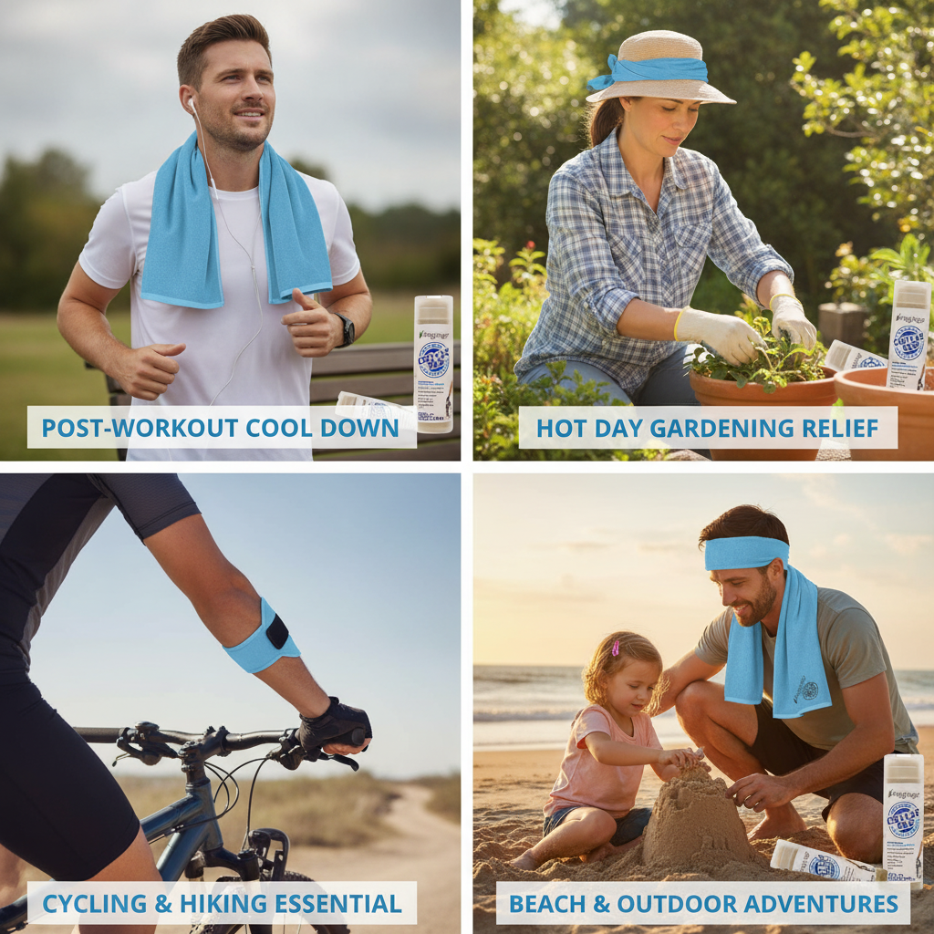 Cooling Towel, Instant Ice PVA Chamois, Quick-Chill with Tube