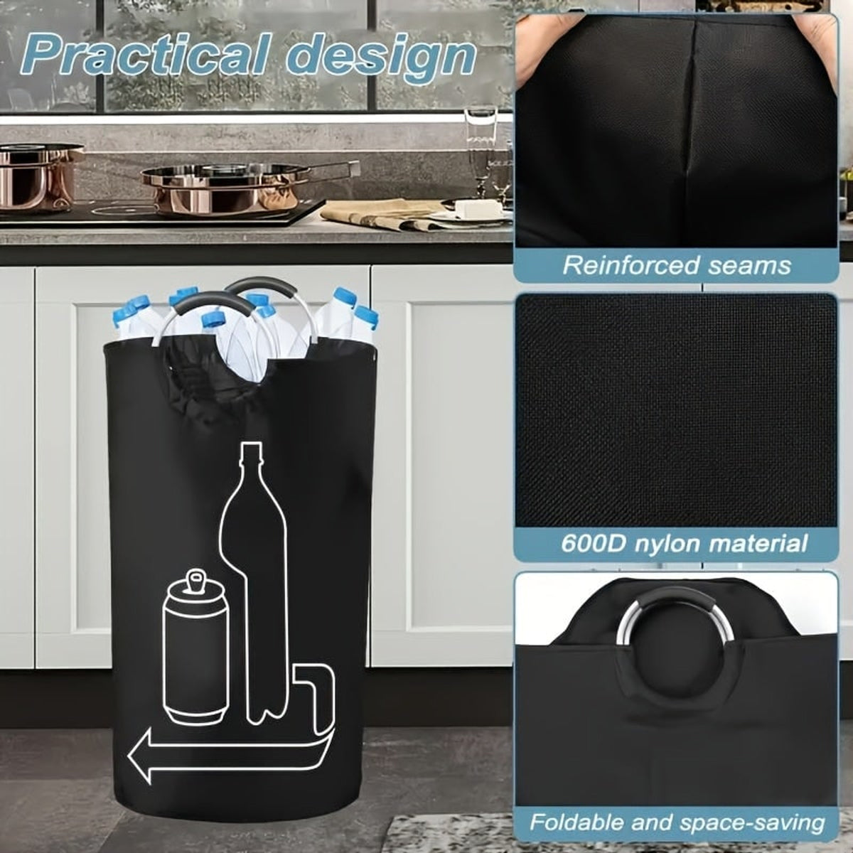 115l Collapsible Storage Bin For Laundry And Recycling - Image 2