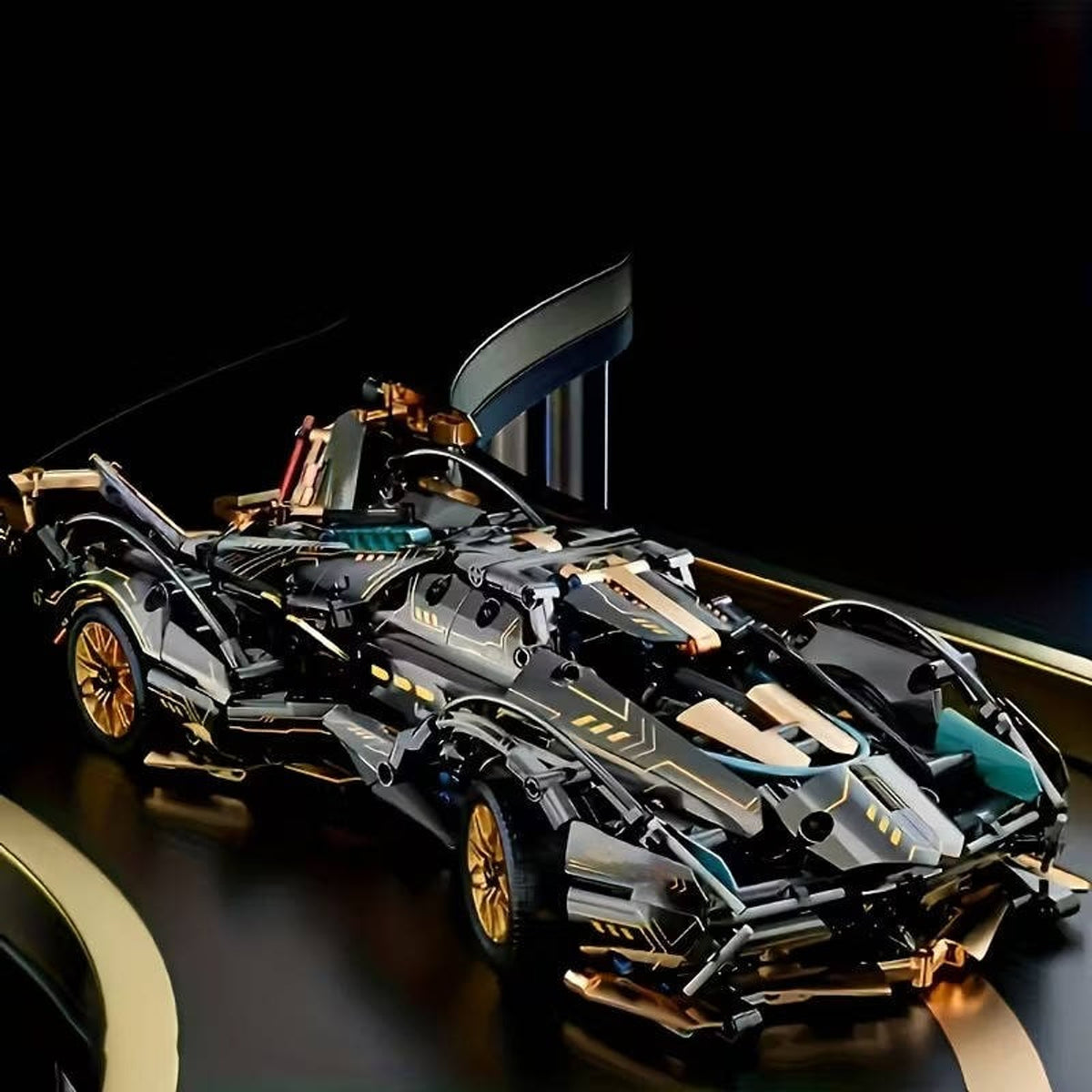1690-Piece V12 Model Car Building Block Set With Working Steering And Suspension - Image 3