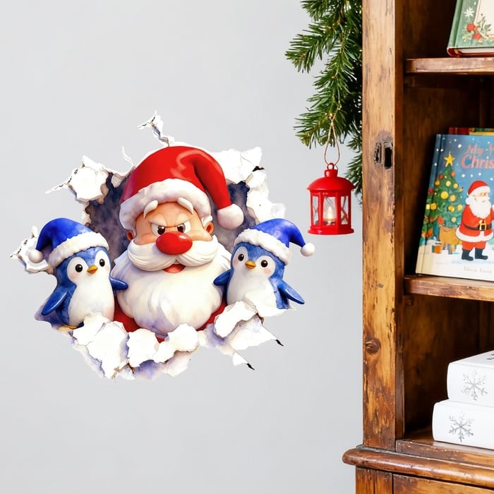 3D Santa Wall Sticker Set With Peel And Stick Vinyl Decals - Image 5