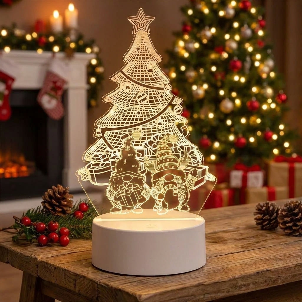 Christmas Decorations LED Night Light Acrylic Lamp 3D Design - hero