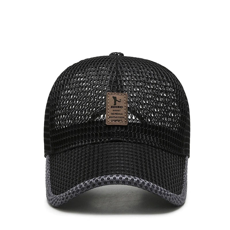 Adjustable Baseball Cap Sun Protection Cap Black Mesh Cap Curved Brim - Image 2