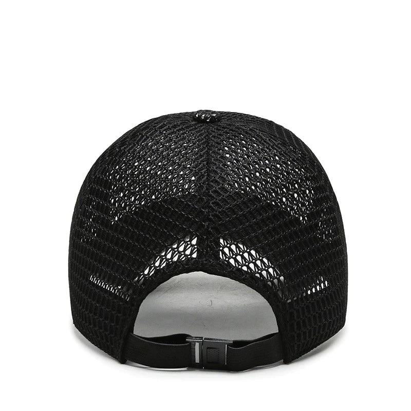 Adjustable Baseball Cap Sun Protection Cap Black Mesh Cap Curved Brim - Image 4