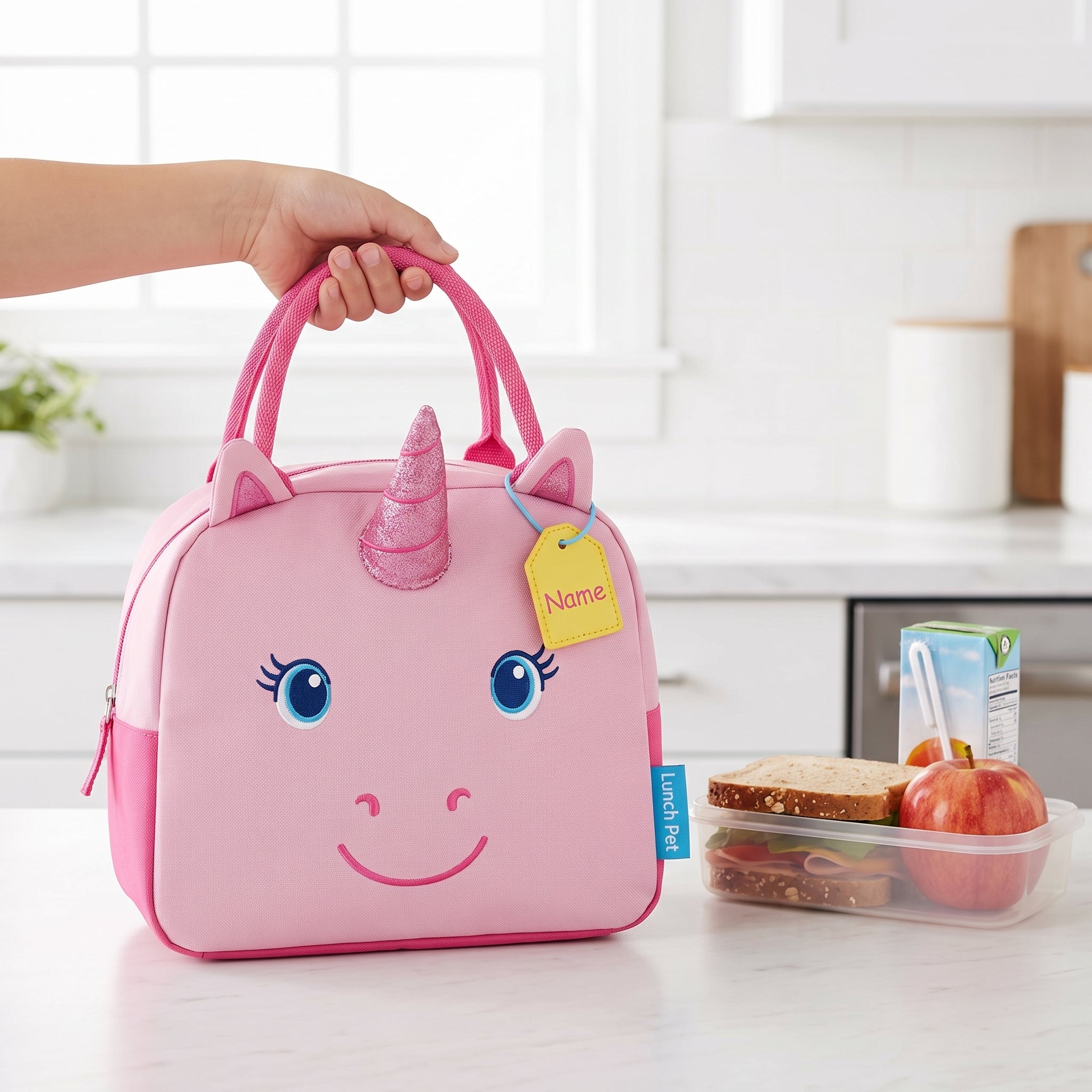Insulated Lunch Bag Childrens Plush Animal Machine Washable - scale