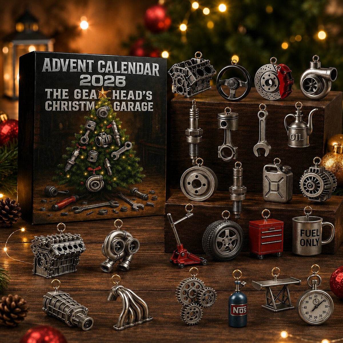 Automotive Themed Advent Calendar With 24 Car Parts Garage Surprises - Image 1