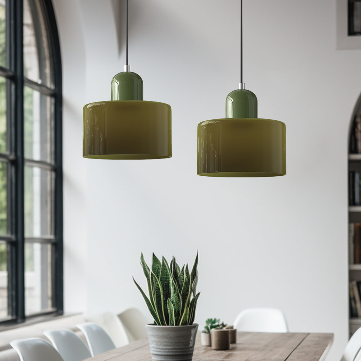 Bauhaus Pendant Light With Coloured Glass Shade - Image 3