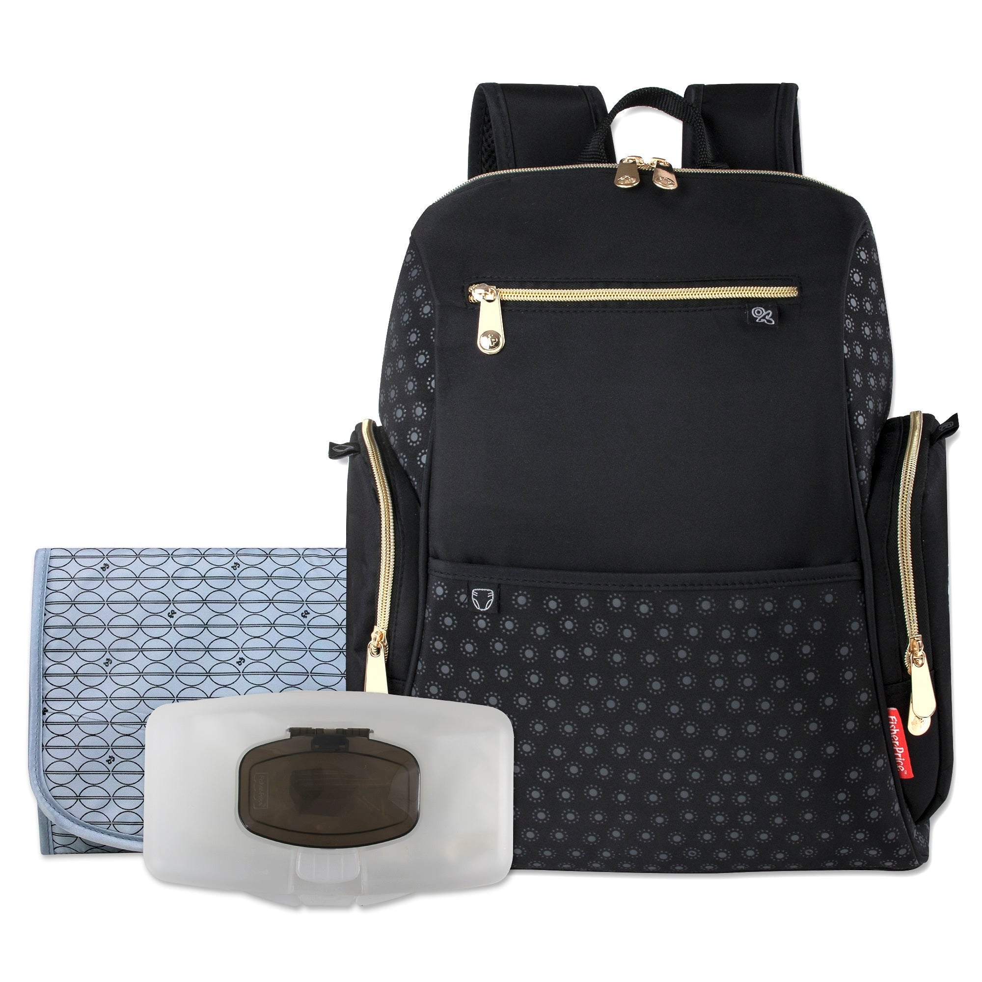 Black Backpack Diaper Bag Baby Essentials Changing Pad - Image 3