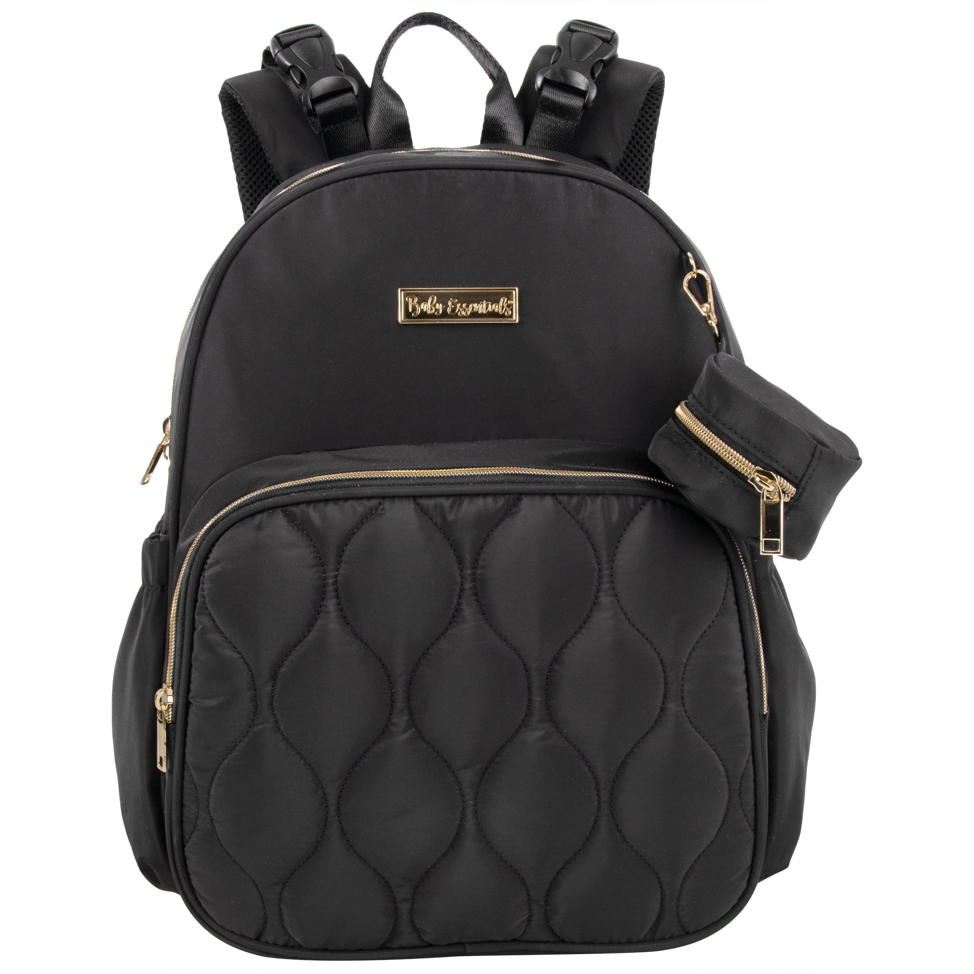 Black Backpack Diaper Bag Baby Essentials Quilted Changing Pad - Image 3