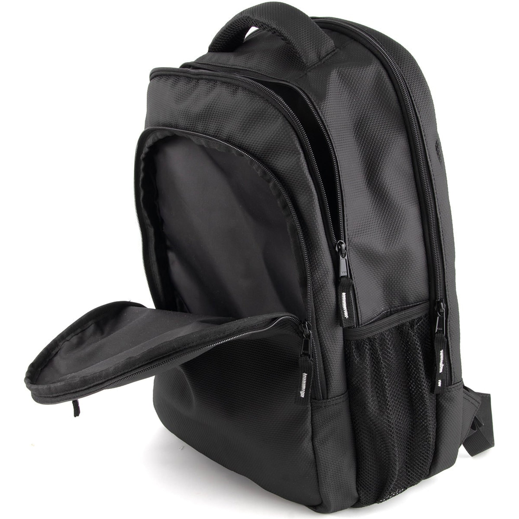 Black Backpack Heavy Duty Laptop Rectangular Multiple Compartments - Image 3