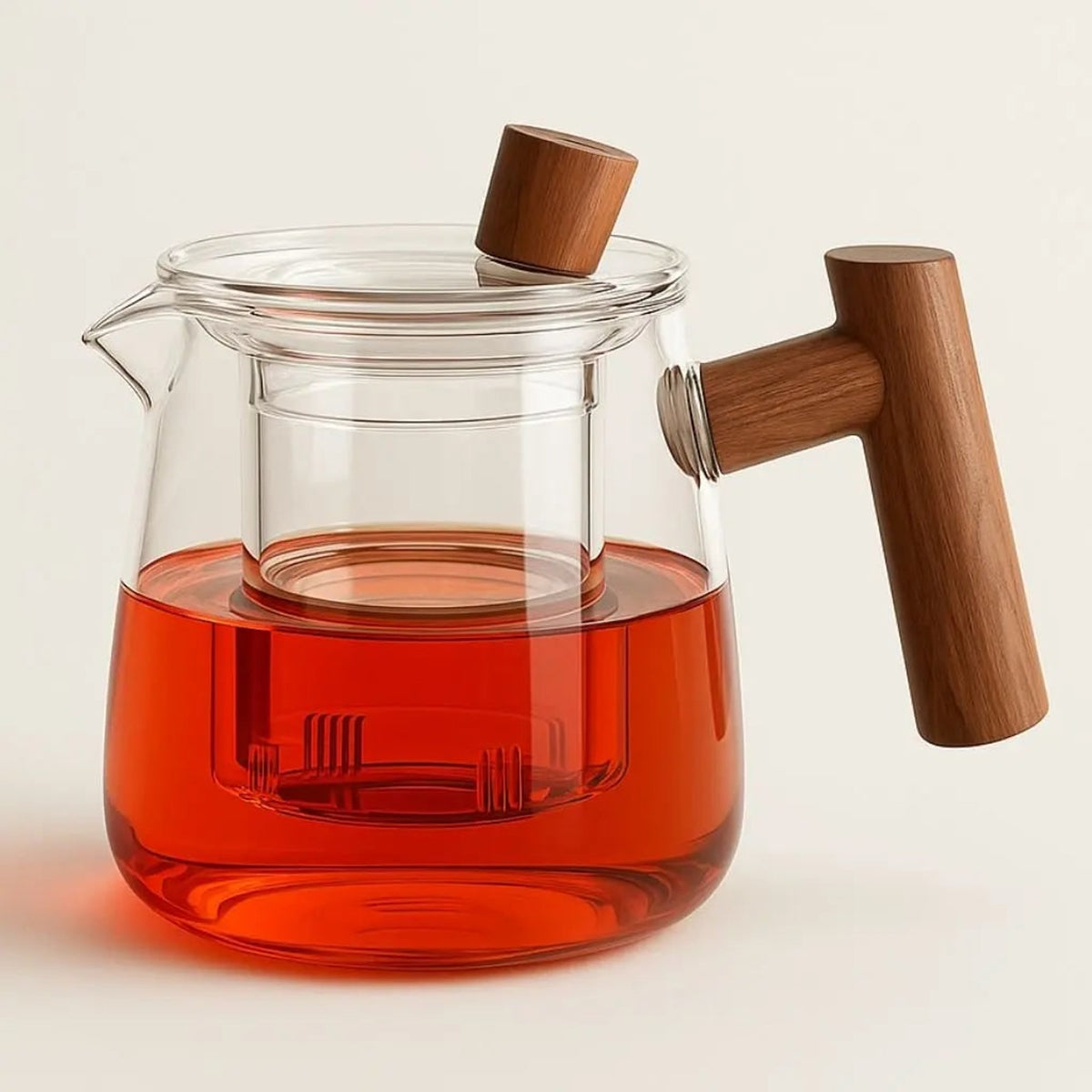 Borosilicate Glass Teapot With Wooden Handle And Detachable Infuser - Image 1