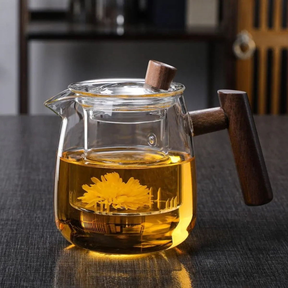Borosilicate Glass Teapot With Wooden Handle And Detachable Infuser - Image 2