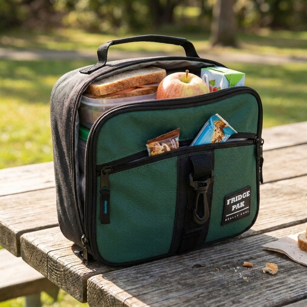 Lunch Bag Insulated Cooler Bags Soft Sided Carry Handle Front Pocket - Image 1