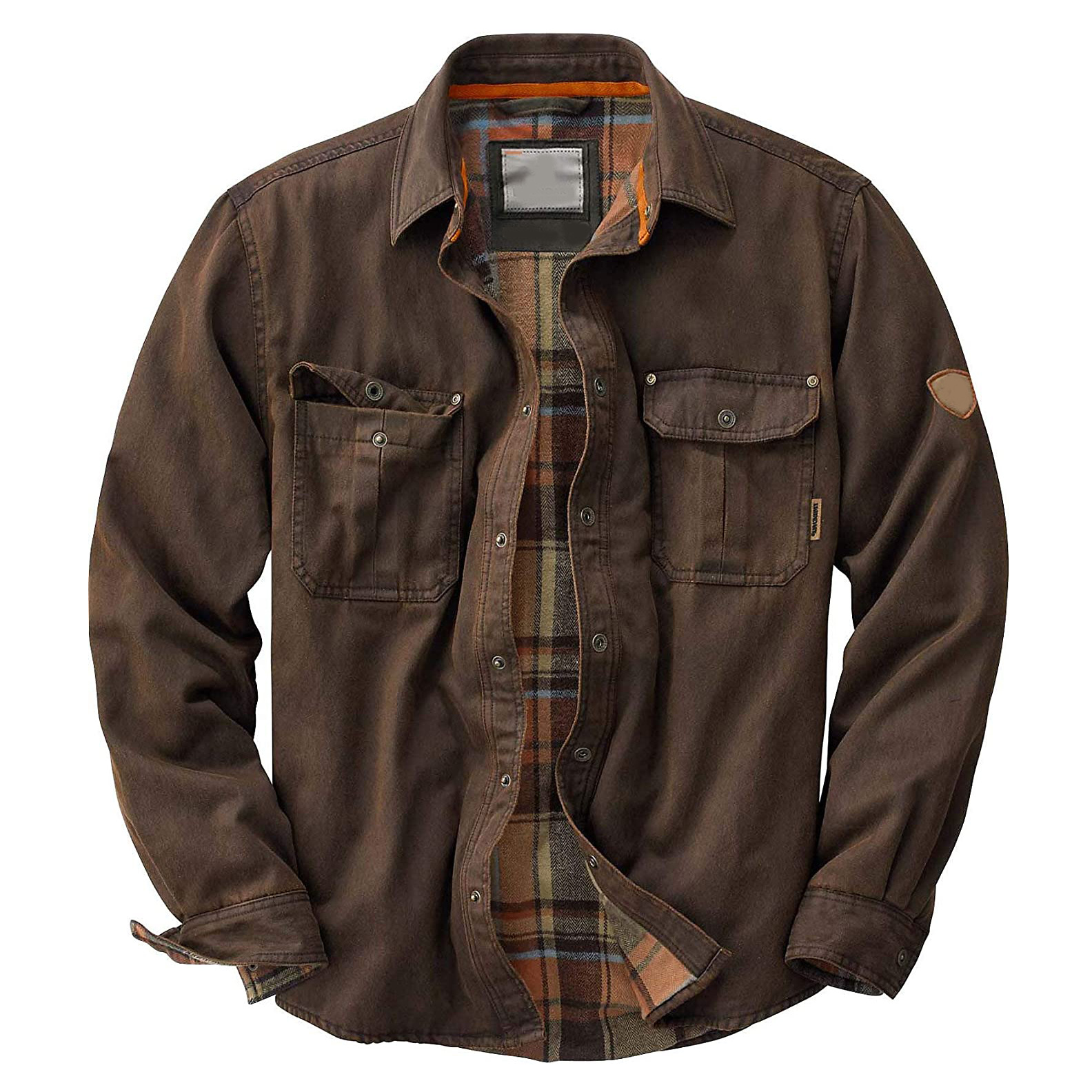 Button-Up Shirt Long Sleeve Plaid Lined Workwear - Image 3