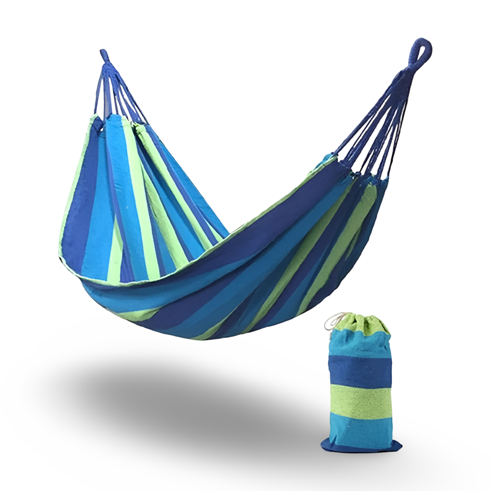 Camping Hammock Portable Hammock Multicolor Striped Fabric Bed - Image 8