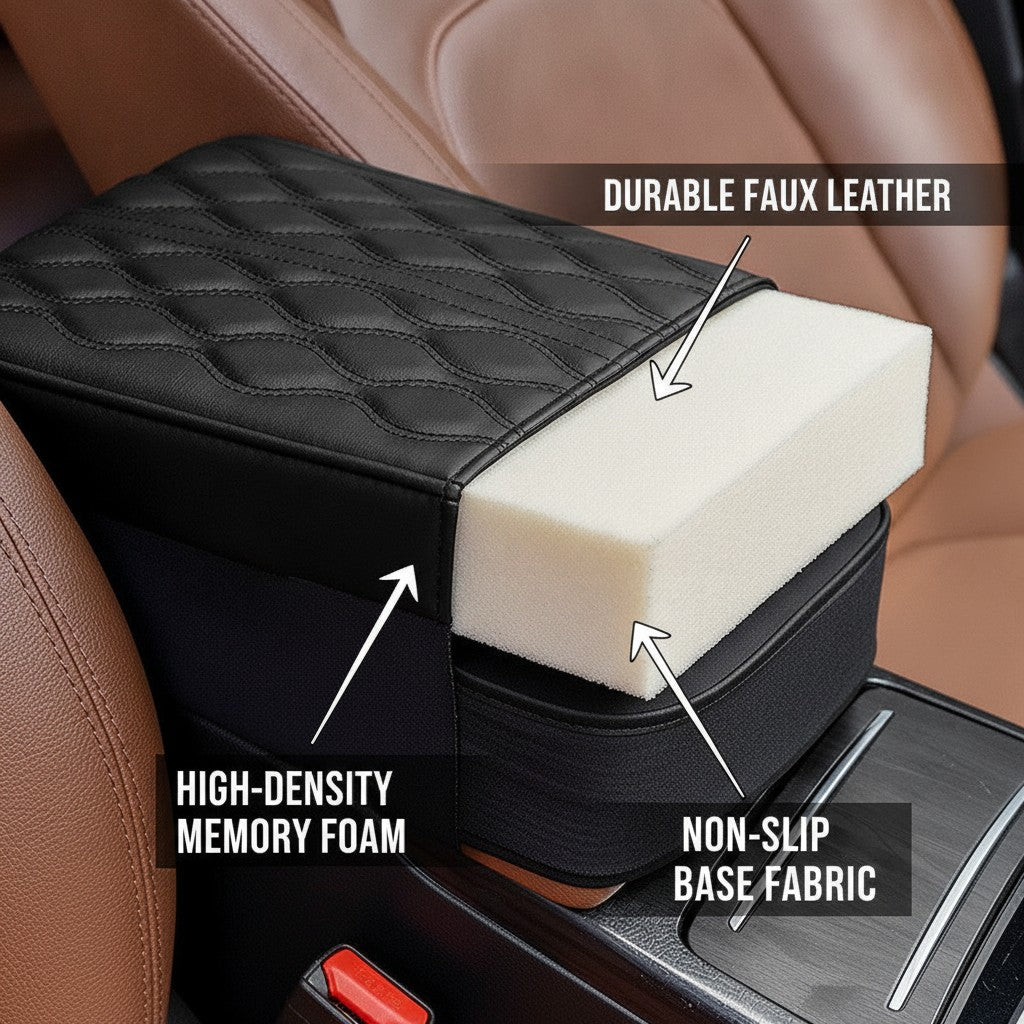 car armrest cushion close-up construction and materials