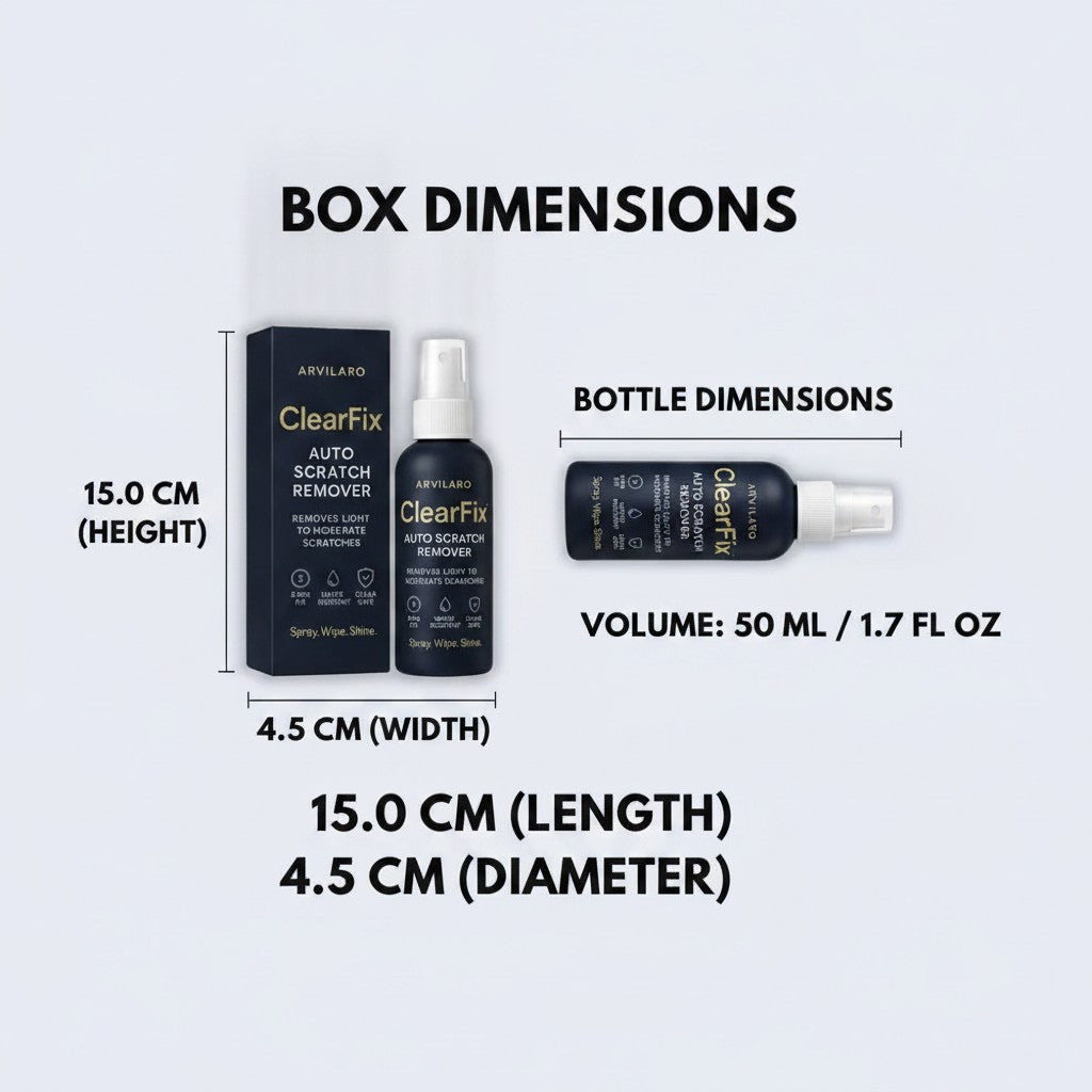 car scratch remover spray dimensions and size guide