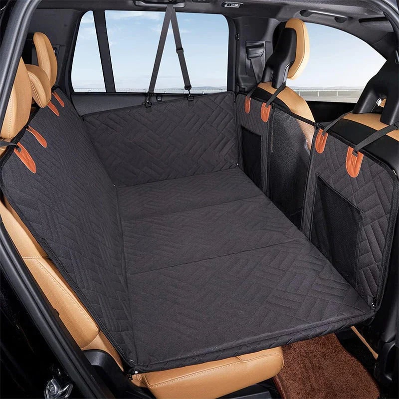 Car Seat Cover Dog Back Seat Cover Quilted Hammock Black Tan Accents - Image 5