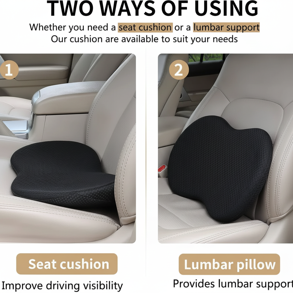 Car Seat Cushion Memory Foam Ergonomic Booster Seat Cushion Drivers - Image 5