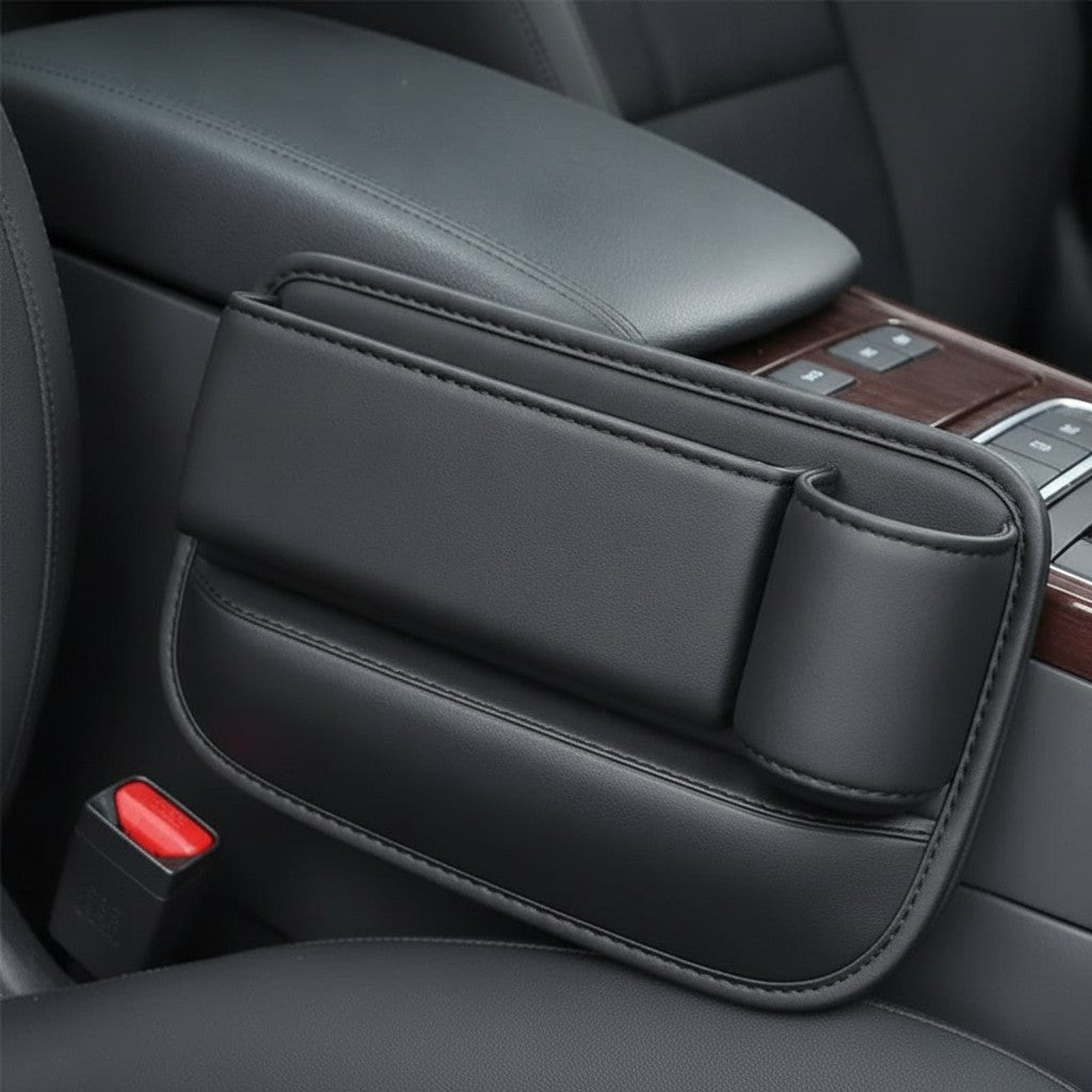 car seat gap organizer in use, lifestyle scene