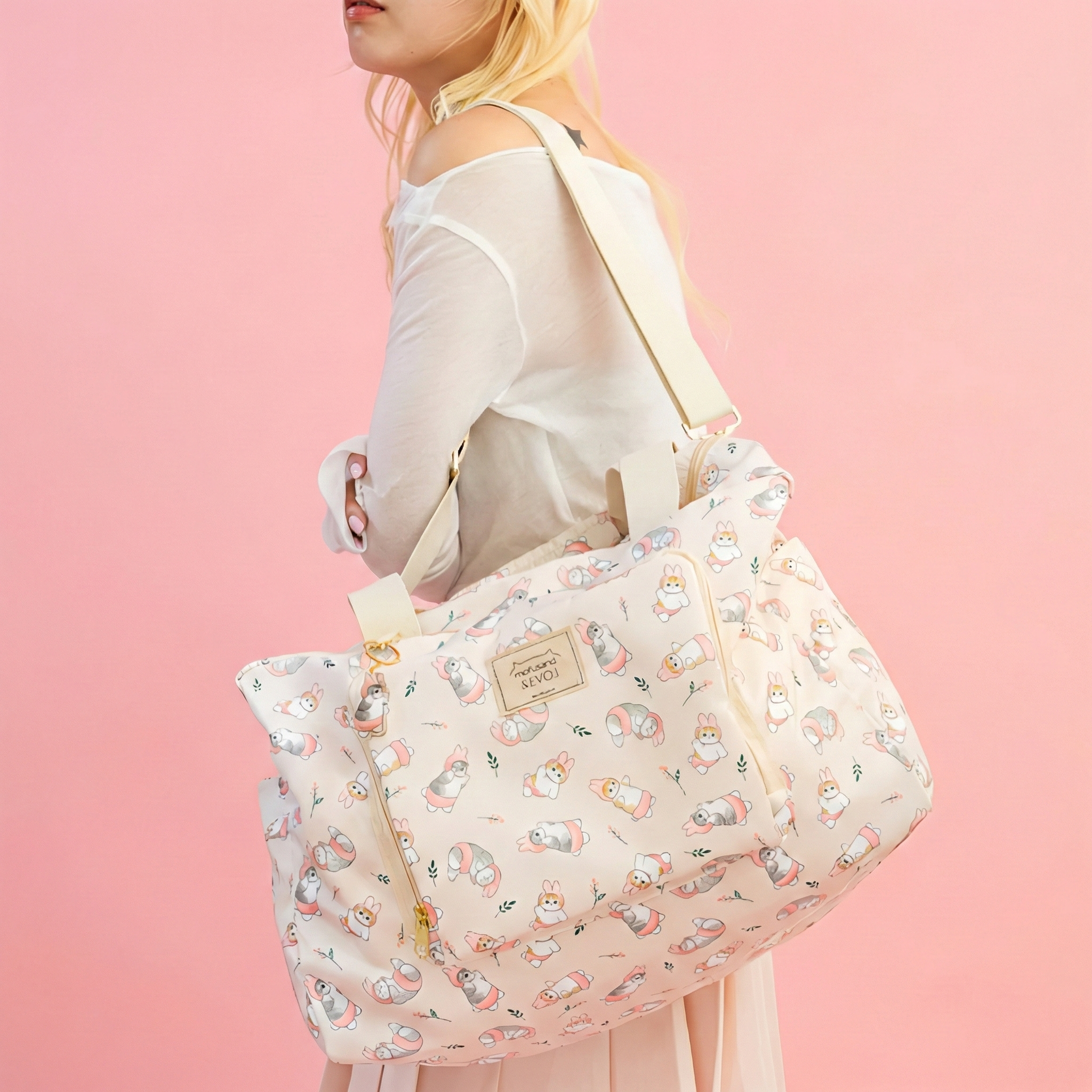 Character Print Travel Tote Bag Carry on with Shoulder Strap - Image 5
