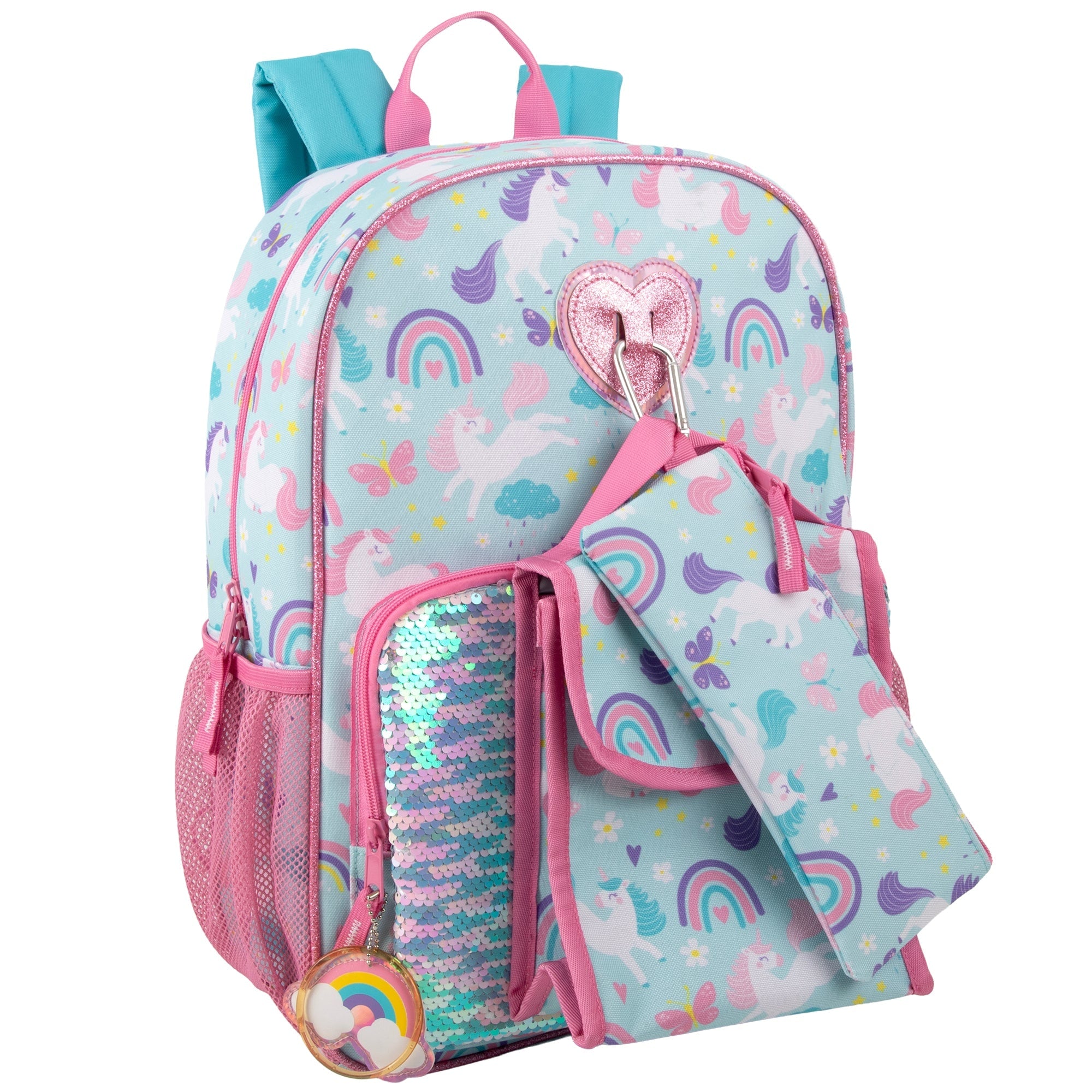 Childrens Backpack Girls Unicorn Sequin 6-Piece Set - Image 3