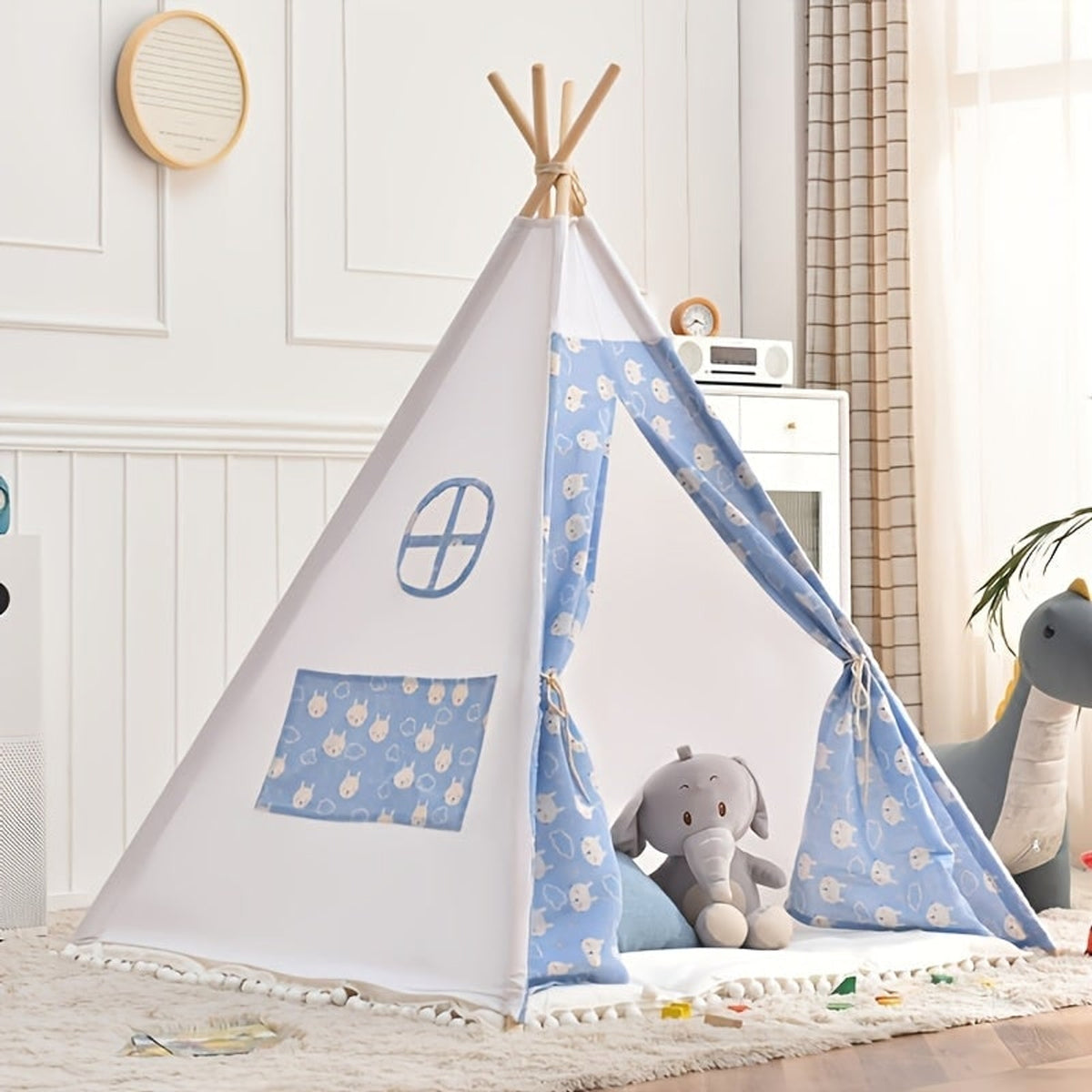 Children's Teepee Tent With Cozy Bear Print Play Hideout For Indoor And Outdoor Fun - Image 4