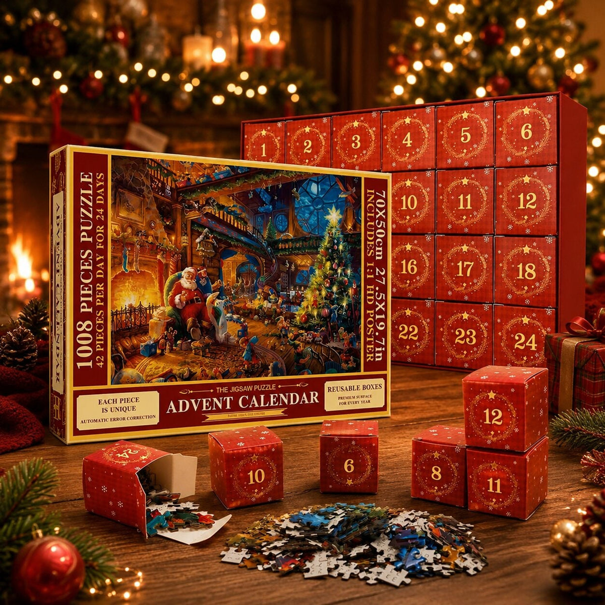 Christmas Puzzle Advent Calendar 2026 1008-Piece Jigsaw For Daily Holiday Fun - Image 1