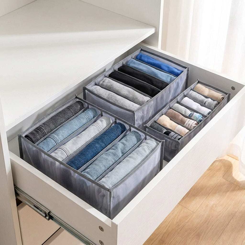 Closet Organizer Drawer Organizer Grey Soft-Sided Storage Bins - Image 4