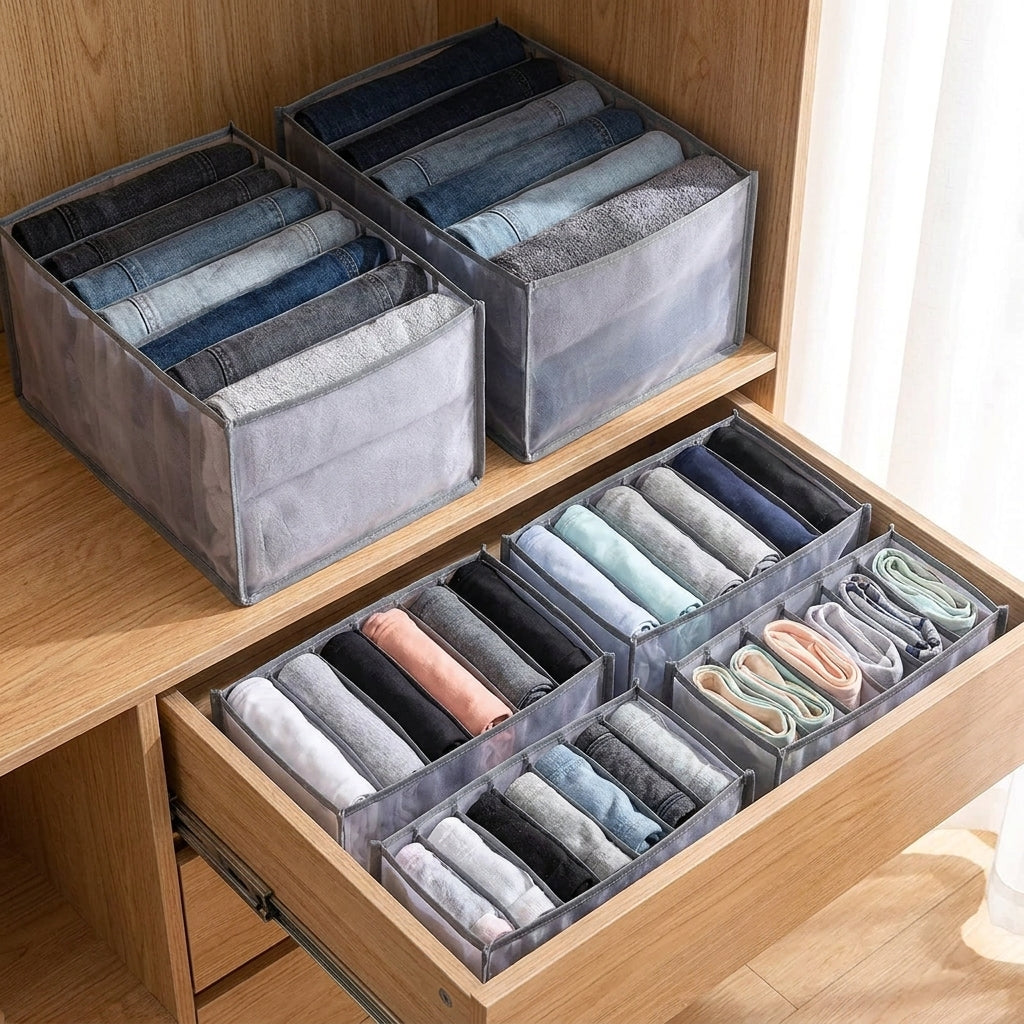 Closet Organizer Drawer Organizer Grey Soft-Sided Storage Bins - Image 3