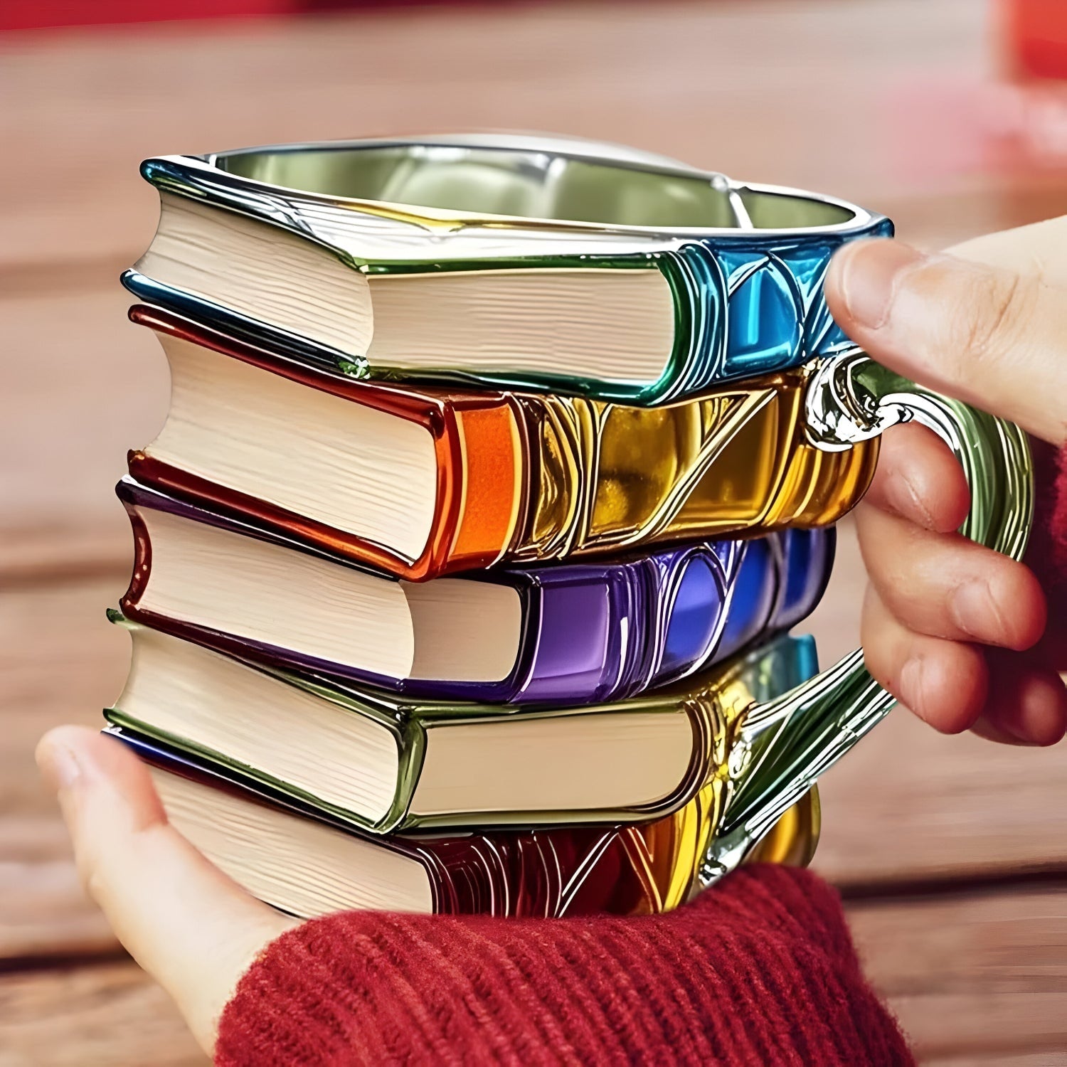 Coffee Mug Tea Cup Book Lover Gift Colorful Glass Book Design - Image 4