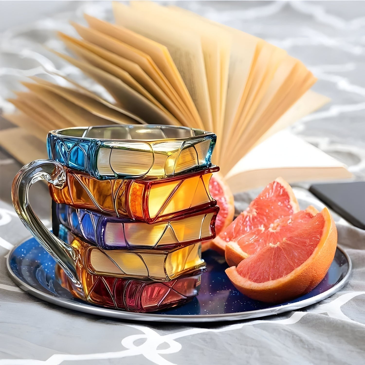 Coffee Mug Tea Cup Book Lover Gift Colorful Glass Book Design - Image 6