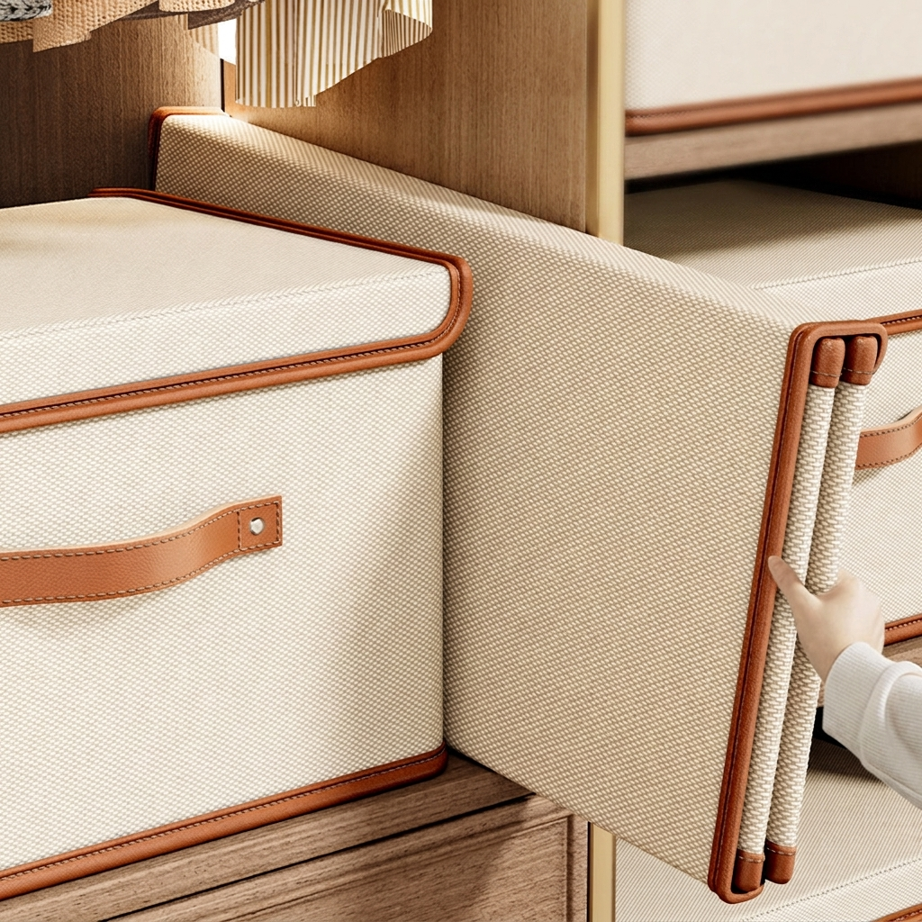 Collapsible Storage Bin Storage Box Fabric Organizer Box Hinged Lid - Image 11