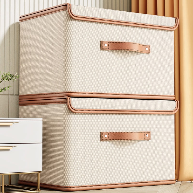 Collapsible Storage Bin Storage Box Fabric Organizer Box Hinged Lid - Image 9