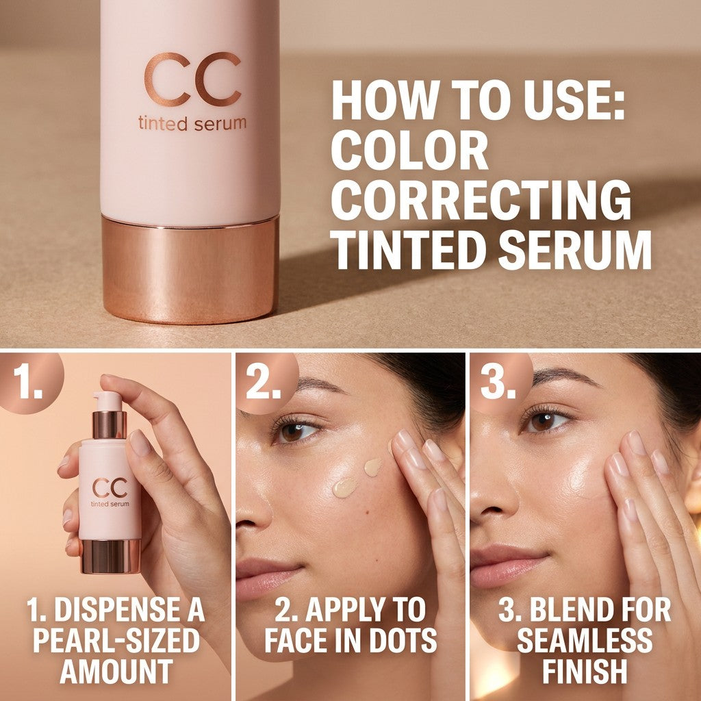 Color Correcting Tinted Serum, Skin-Tone Adapting CC Coverage with Niacinamide benefits