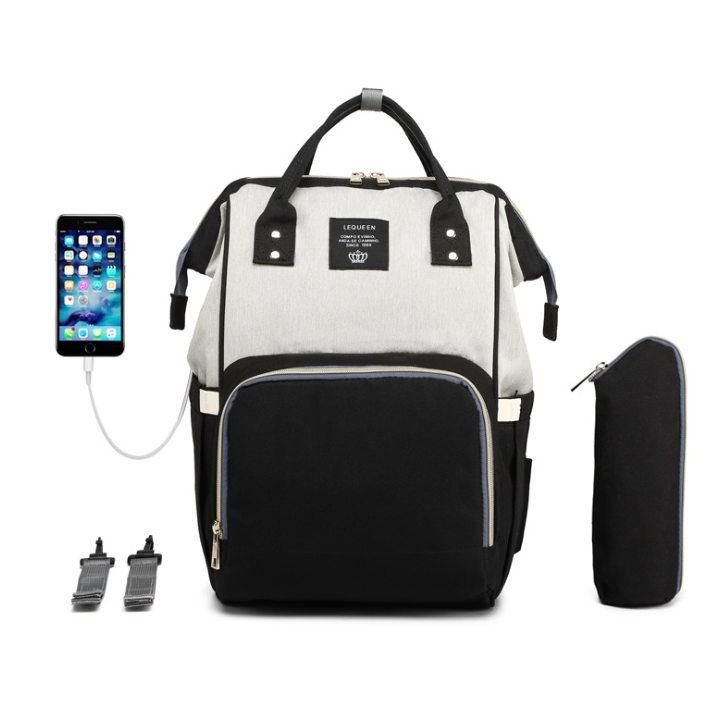 Convertible Diaper Bag Backpack Heathered Grey, Pink, Or Black - Image 43