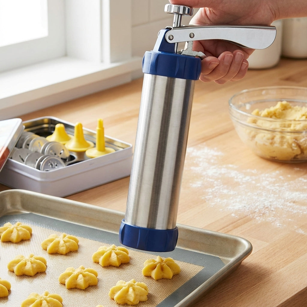 Cookie Press Stainless Steel Cookie Gun Homemade Cookies Shapes - Image 2