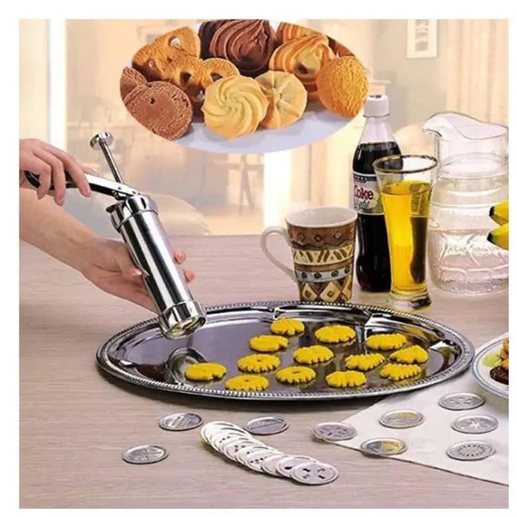 Cookie Press Stainless Steel Cookie Gun Homemade Cookies Shapes - Image 1