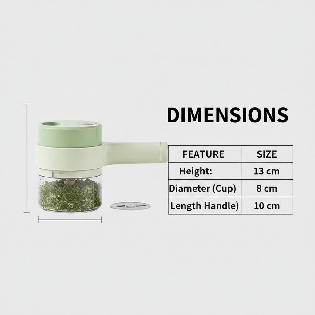 cordless vegetable cutter dimensions and size guide