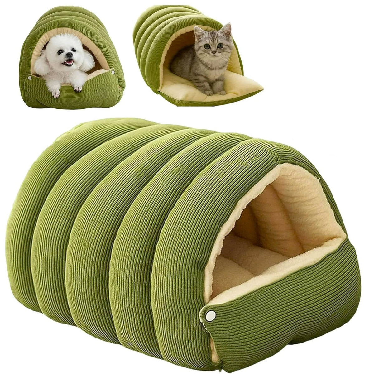 Corduroy Cat Pet Bed With Removable Washable Cover - Image 1