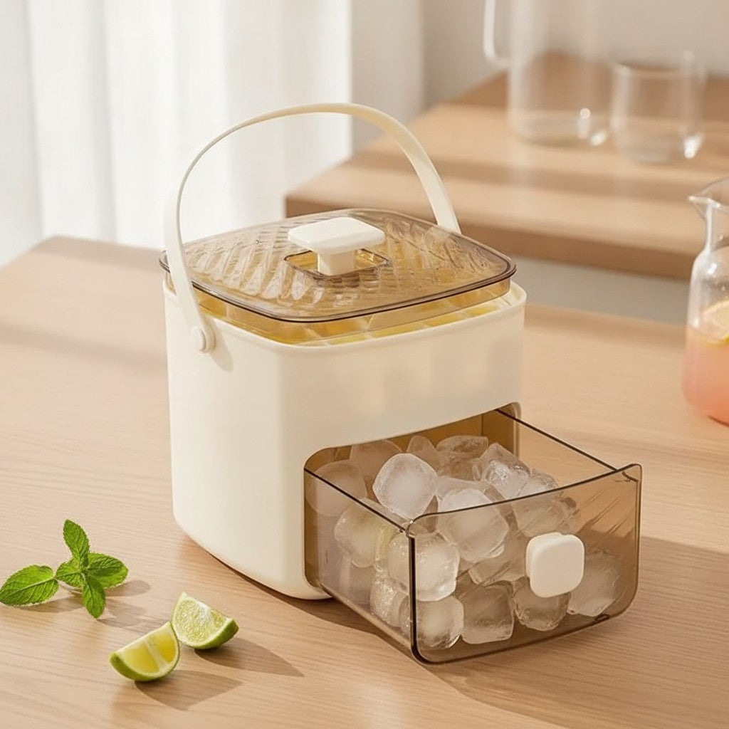 ice cube tray in use, lifestyle scene