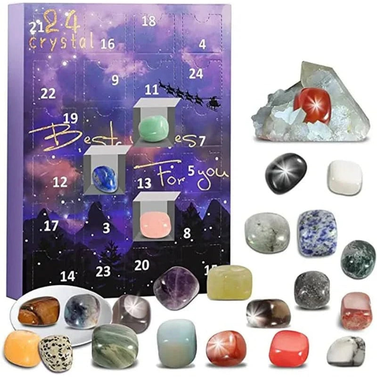 Crystalgems Christmas Advent Calendar With 24 Natural Gemstones For Kids And Collectors - Image 8